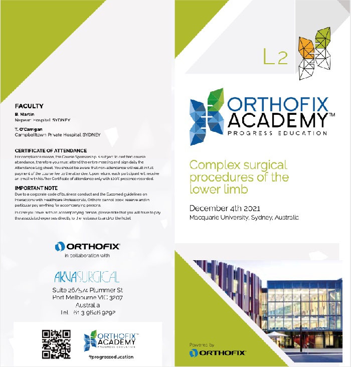 Dr. O'Carrigan is invited as faculty on Complex Lower Limb Deformity Course in December